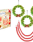 HOLIDAY CHANDELIER MAKEOVER KIT - (3) Bow Wreath + (3) 12" Red Bead Crystal Garland - MagTrim Designs LLC