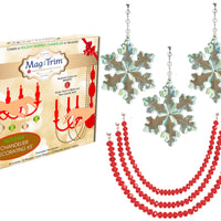 HOLIDAY CHANDELIER MAKEOVER KIT - (3) Crystal Snowflake + (3) 12" Red Crystal Garland - MagTrim Designs LLC
