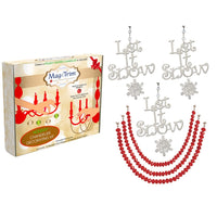 HOLIDAY CHANDELIER MAKEOVER KIT - (3) Let It Snow + (3) 12" RED BEAD Crystal Garland - MagTrim Designs LLC
