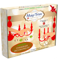 HOLIDAY CHANDELIER MAKEOVER KIT - (3) Let It Snow + (3) 12" Red/White Crystal Garland - MagTrim Designs LLC