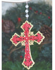 HOLIDAY CHANDELIER MAKEOVER KIT - (3) Red Gold Cross + (3) 12" Red/Gold Garland - MagTrim Designs LLC