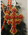 HOLIDAY CHANDELIER MAKEOVER KIT - (3) Red Gold Cross + (3) 12" Red/Gold Garland - MagTrim Designs LLC