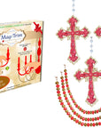 HOLIDAY CHANDELIER MAKEOVER KIT - (3) Red Gold Cross + (3) 12" Red/Gold Garland - MagTrim Designs LLC