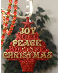 HOLIDAY CHANDELIER MAKEOVER KIT - (3) Red Gold Joy Peace Tree + (3) 12" Red/Gold Garland - MagTrim Designs LLC