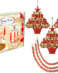 HOLIDAY CHANDELIER MAKEOVER KIT - (3) Red Gold Joy Peace Tree + (3) 12" Red/Gold Garland - MagTrim Designs LLC