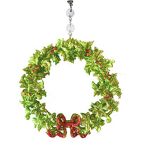 HOLIDAY CHANDELIER MAKEOVER KIT - Bow Wreath + 12" Red/Green Bead Crystal Garland (Set/6) Chandelier Crystals | Magnetic Crystals | Lamp Crystals MagTrim 