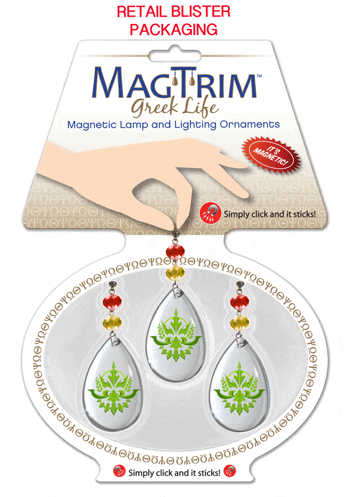 Logo Crystal -Badge- Alpha Chi Omega (Set of 3) MAGNETIC ORNAMENT - MagTrim Designs LLC