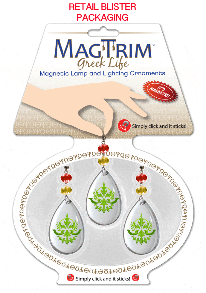 Logo Crystal - Badge - Alpha Omicron Pi (Set of 3) - MAGNETIC ORNAMENT - MagTrim Designs LLC
