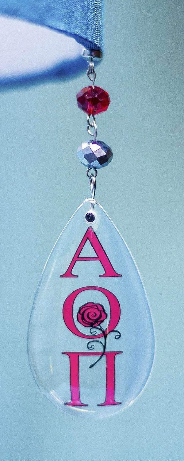 Logo Crystal - Crest- Alpha Omicron Pi - (Set of 3) MAGNETIC ORNAMENT - MagTrim Designs LLC