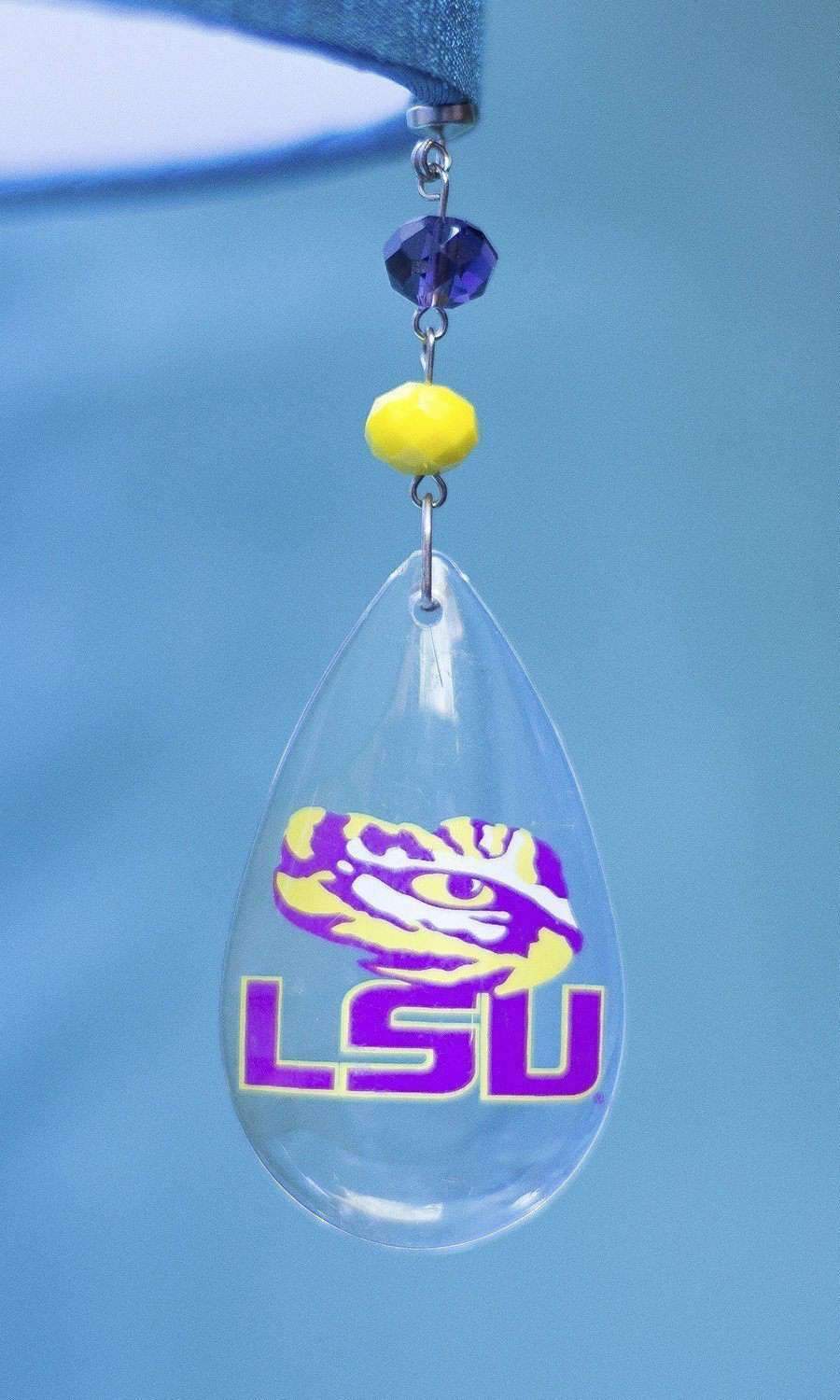 Louisiana State University - Logo Crystal - MAGNETIC ORNAMENT (SET/3) - MagTrim Designs LLC