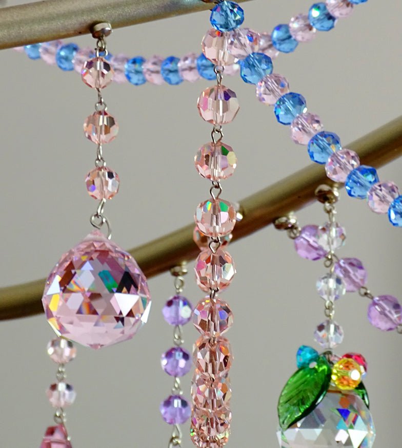 PINK CRYSTAL BEAD GARLAND Magnetic Chandelier Garland TrimKit® - (3) 12&quot; Magnetic Strands per Box - MagTrim Designs LLC