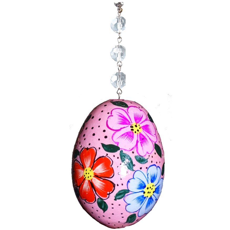 PINK FLORAL EGG MAGNETIC ORNAMENT (Box of 3) - Magnetic Chandelier Accessory TrimKit® - MagTrim Designs LLC