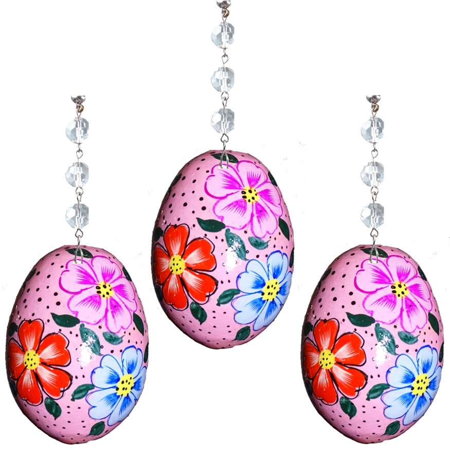 PINK FLORAL EGG MAGNETIC ORNAMENT (Box of 3) - Magnetic Chandelier Accessory TrimKit® - MagTrim Designs LLC