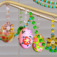 PINK FLORAL EGG MAGNETIC ORNAMENT (Box of 3) - Magnetic Chandelier Accessory TrimKit® - MagTrim Designs LLC