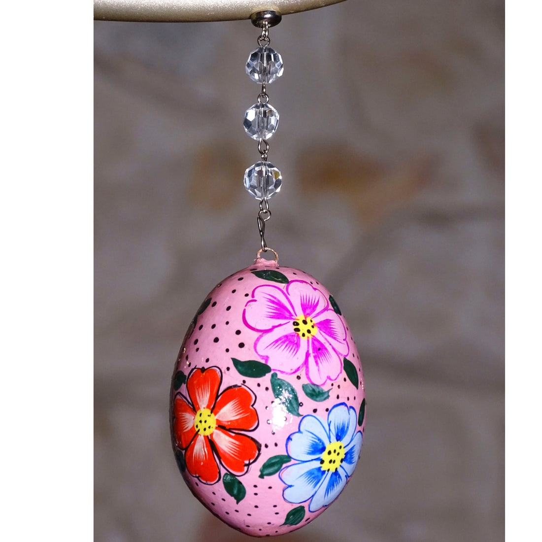 PINK FLORAL EGG MAGNETIC ORNAMENT (Box of 3) - Magnetic Chandelier Accessory TrimKit® - MagTrim Designs LLC