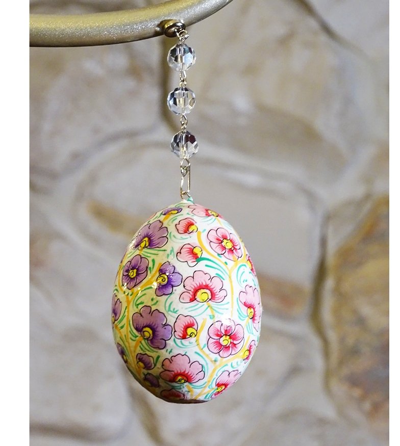 PINK/PURPLE FLORAL EGG MAGNETIC ORNAMENT (Box of 3) - Magnetic Chandelier Accessory TrimKit® - MagTrim Designs LLC