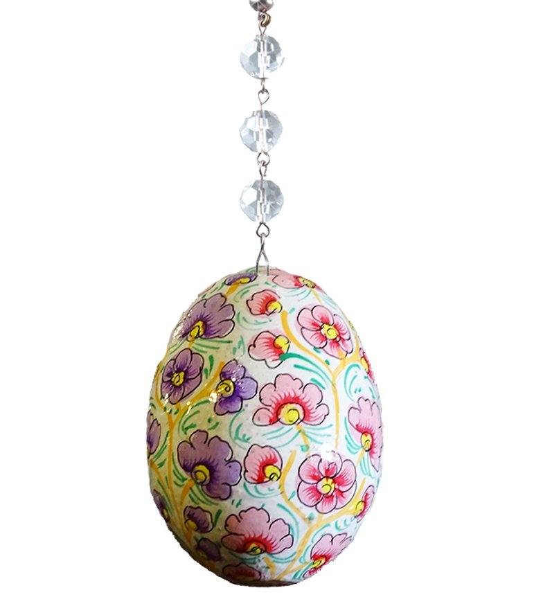 PINK/PURPLE FLORAL EGG MAGNETIC ORNAMENT (Box of 3) - Magnetic Chandelier Accessory TrimKit® - MagTrim Designs LLC