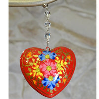 RED FLORAL HEART MAGNETIC ORNAMENT (Box of 3) - Magnetic Chandelier Accessory TrimKit® - MagTrim Designs LLC