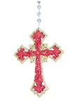 RED/GOLD CROSS (Set/3) MAGNETIC CHANDELIER ORNAMENT - MagTrim Designs LLC