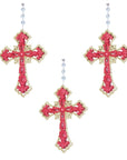 RED/GOLD CROSS (Set/3) MAGNETIC CHANDELIER ORNAMENT - MagTrim Designs LLC