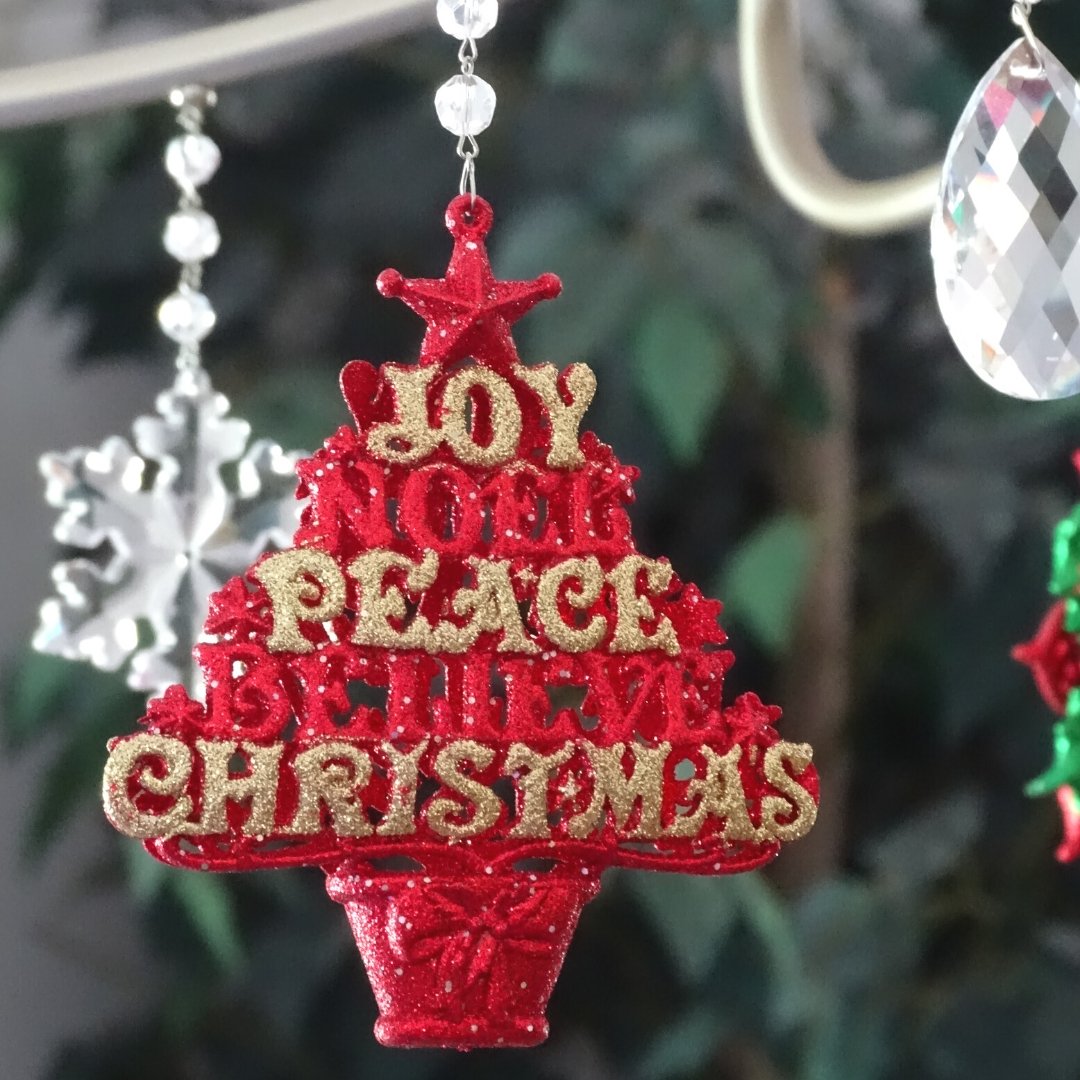 RED/GOLD JOY PEACE TREE (Set/3) MAGNETIC CHANDELIER ORNAMENT - MagTrim Designs LLC