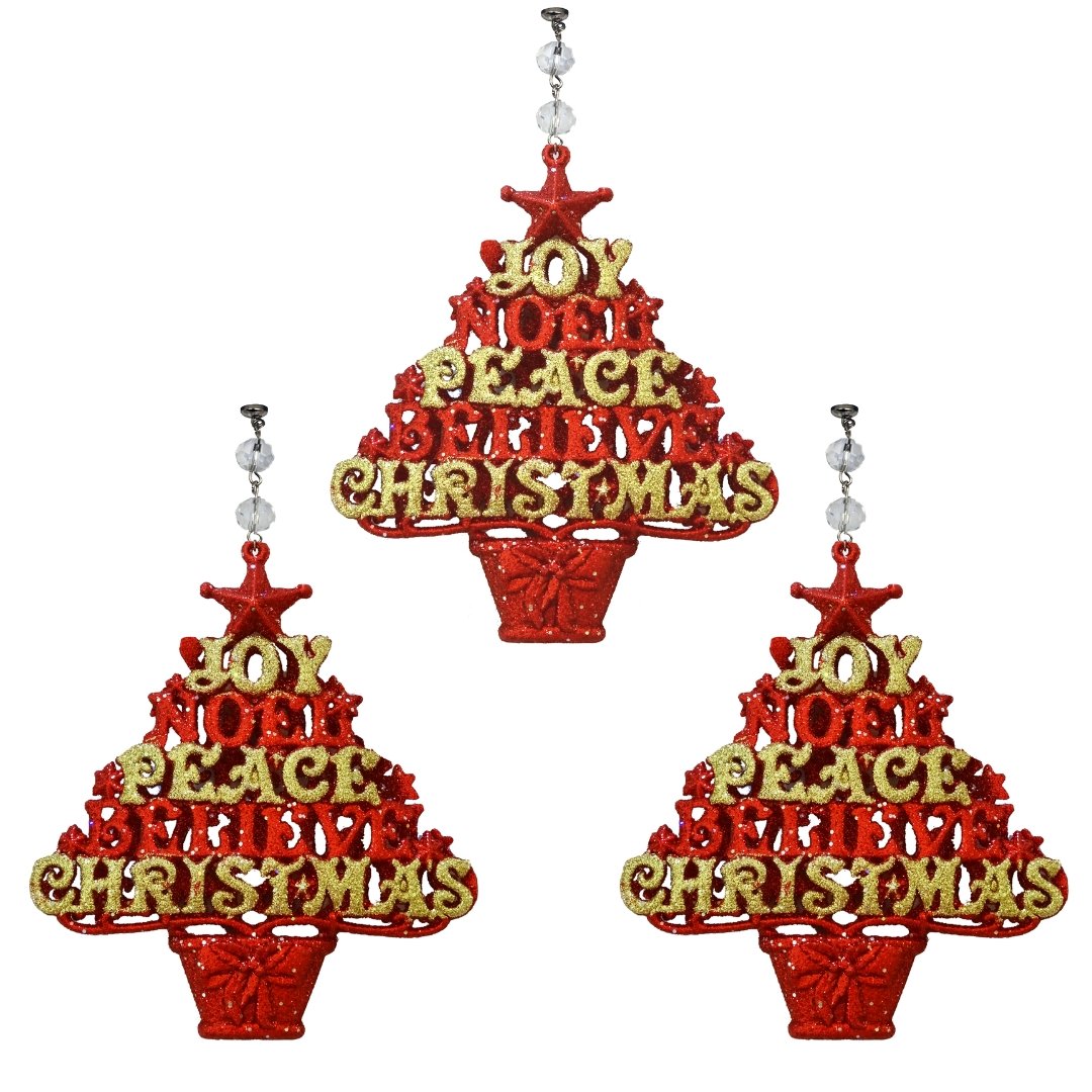 RED/GOLD JOY PEACE TREE (Set/3) MAGNETIC CHANDELIER ORNAMENT - MagTrim Designs LLC