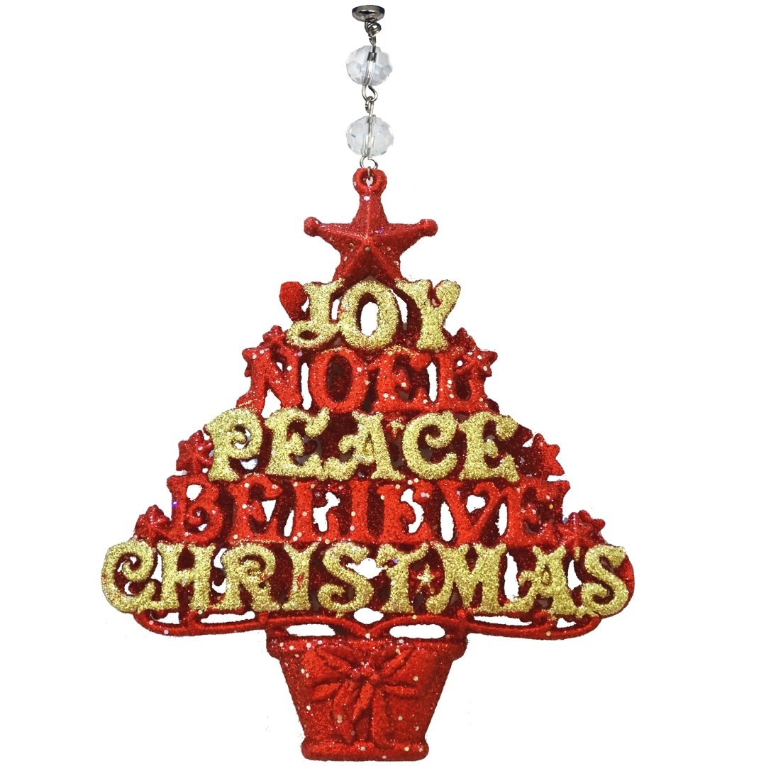 RED/GOLD JOY PEACE TREE (Set/3) MAGNETIC CHANDELIER ORNAMENT - MagTrim Designs LLC