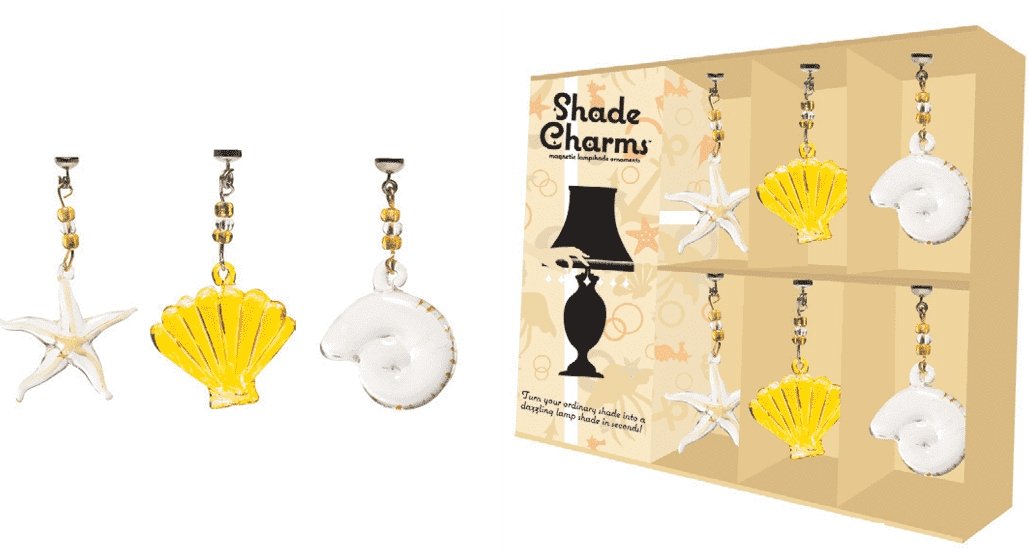 SHADE CHARMS TAN COASTAL SHELLS (Set/6) Lamp Shade TrimKit® - MagTrim Designs LLC