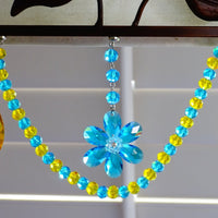 SPRING CHANDELIER MAKEOVER KIT - (3) Blue Crystal Daisy + (3) 12" Yellow/Blue Garland (Set/6) - MagTrim Designs LLC