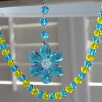 SPRING CHANDELIER MAKEOVER KIT - (3) Blue Crystal Daisy + (3) 12" Yellow/Blue Garland (Set/6) - MagTrim Designs LLC