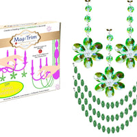 SPRING CHANDELIER MAKEOVER KIT - (3) Green Crystal Daisy + (3) 12" Green Crystal Garland (Set/6) - MagTrim Designs LLC