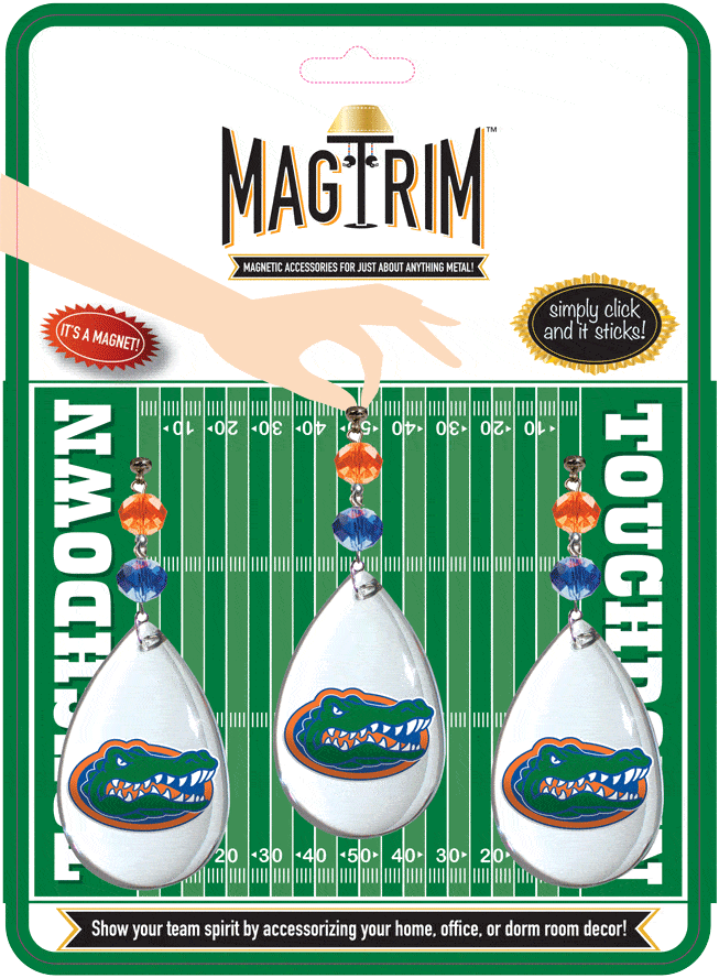 University of Florida - Logo Crystal (set of 3) MAGNETIC ORNAMENT - MagTrim Designs LLC