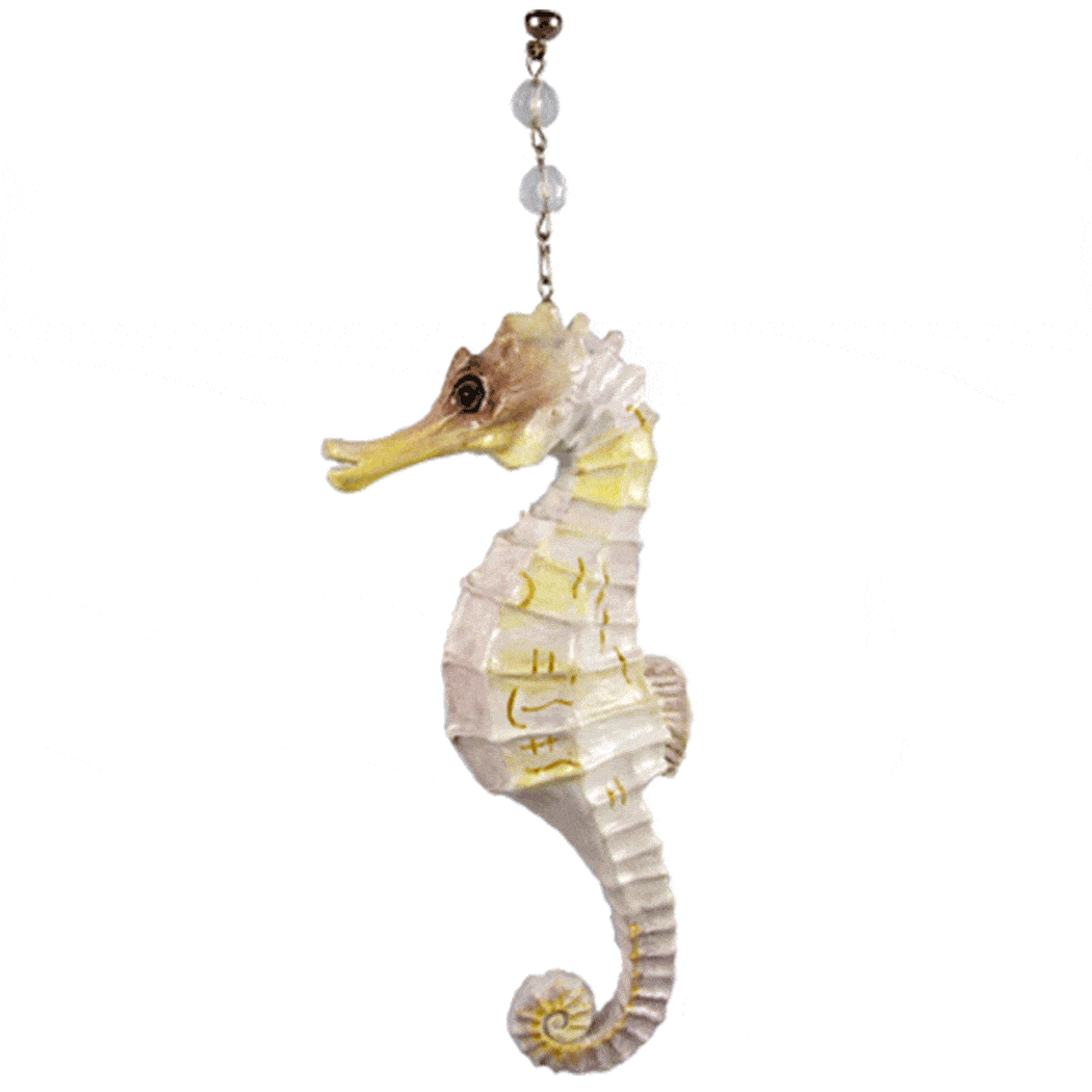 WHITE SEA HORSE (Set/3) MAGNETIC COASTAL ORNAMENT - Magnetic Chandelier Accessory TrimKit® - MagTrim Designs LLC