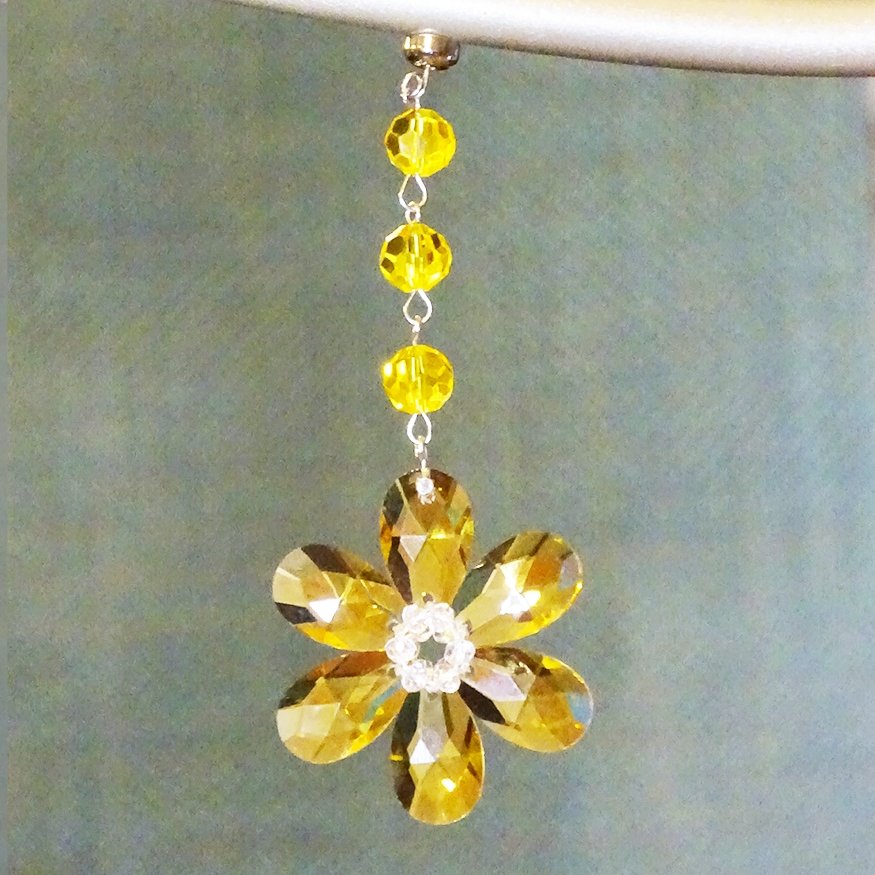 YELLOW CRYSTAL DAISY MAGNETIC ORNAMENT (Box of 3) - Magnetic Chandelier Accessory TrimKit® - MagTrim Designs LLC