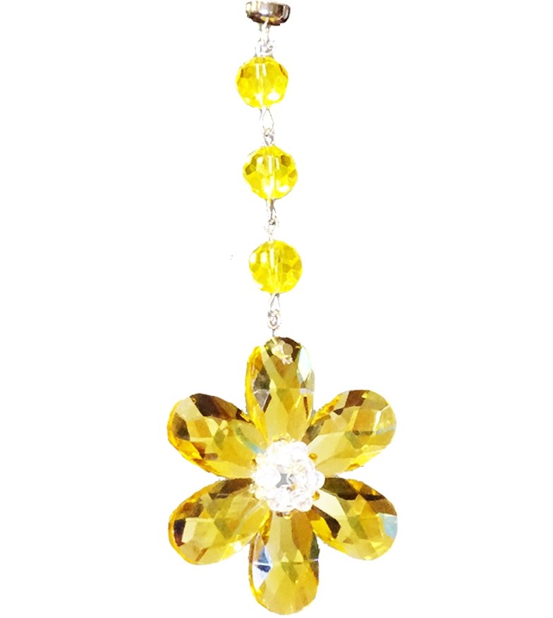 YELLOW CRYSTAL DAISY MAGNETIC ORNAMENT (Box of 3) - Magnetic Chandelier Accessory TrimKit® - MagTrim Designs LLC