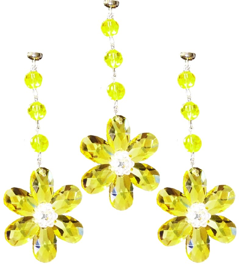 YELLOW CRYSTAL DAISY MAGNETIC ORNAMENT (Box of 3) - Magnetic Chandelier Accessory TrimKit® - MagTrim Designs LLC