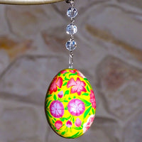 YELLOW - PURPLE/PINK FLORAL EGG MAGNETIC ORNAMENT (Box of 3) - Magnetic Chandelier Accessory TrimKit® - MagTrim Designs LLC